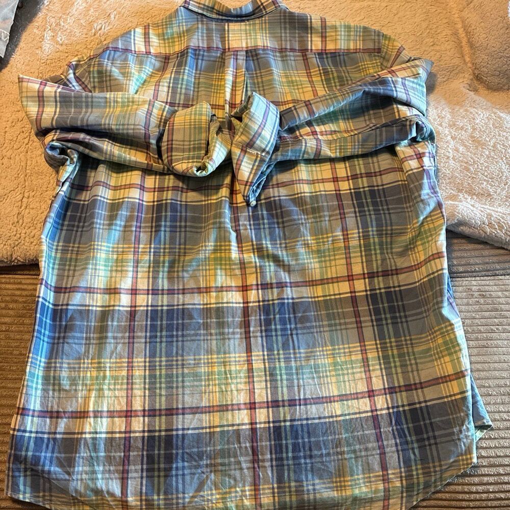 Polo Ralph Lauren Blue Cotton Plaid Long Sleeve Oxford Dress Shirt XL NWOT - Picture 9 of 11